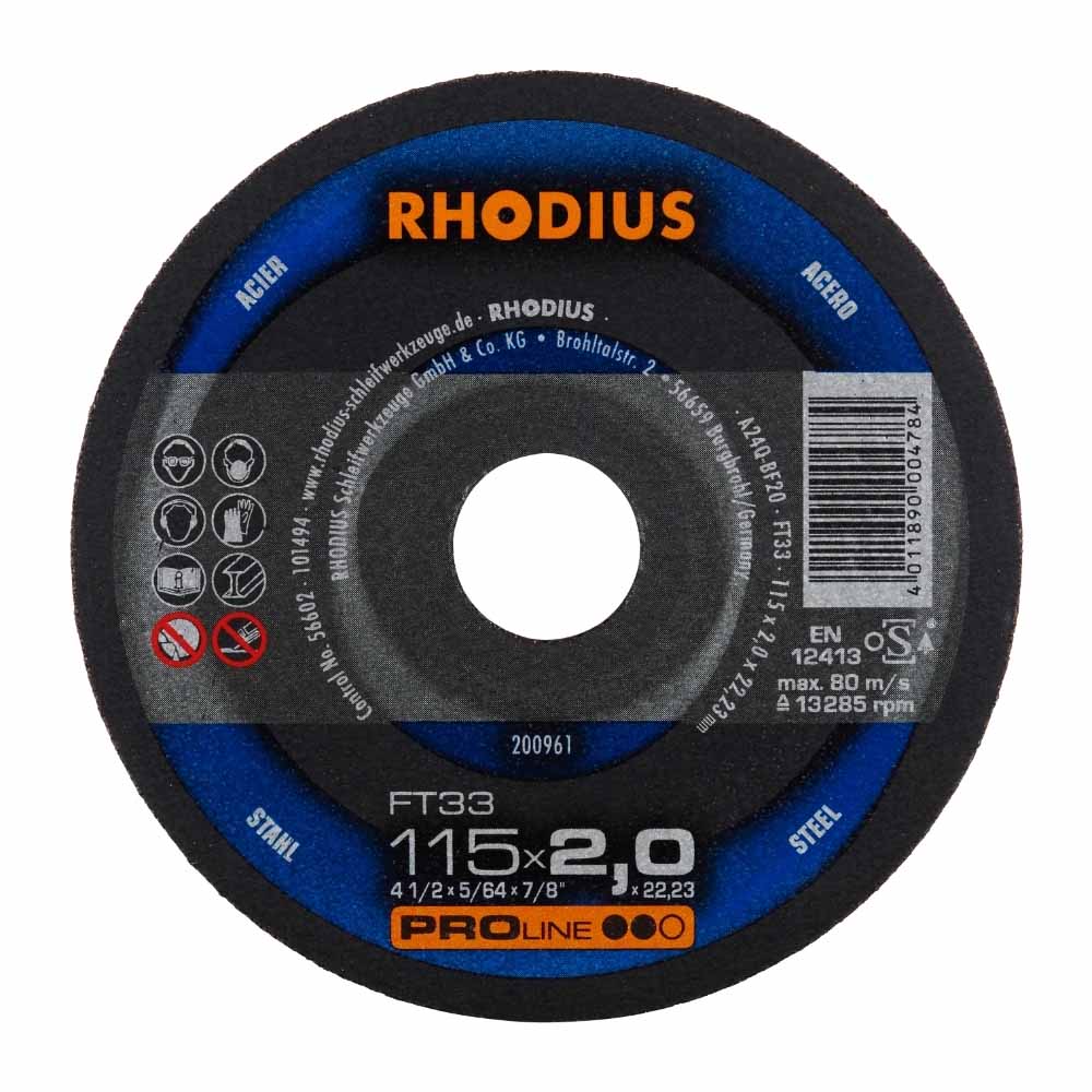 Rhodius - Doorslijpschijf voor metaal - Pro - 115 x 2,0 x 22,23 mm - FT33
