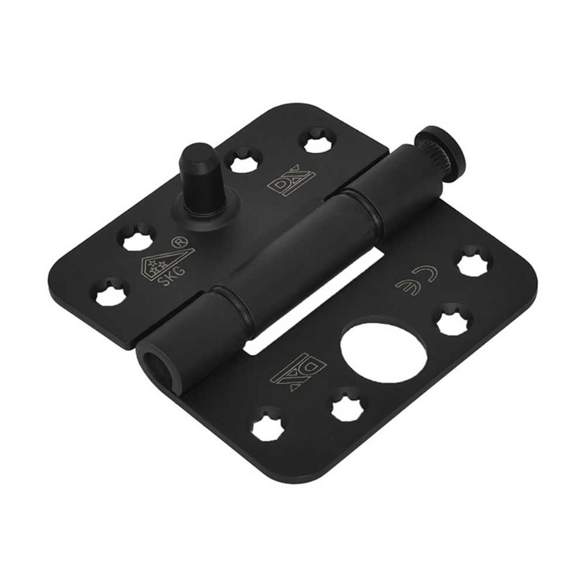 Nylon glijlagerscharnier - 3mm - Doorgezette knoop - Ronde hoeken - 89x89mm - Verzinkte pen - Staal - Zwart - SKG***