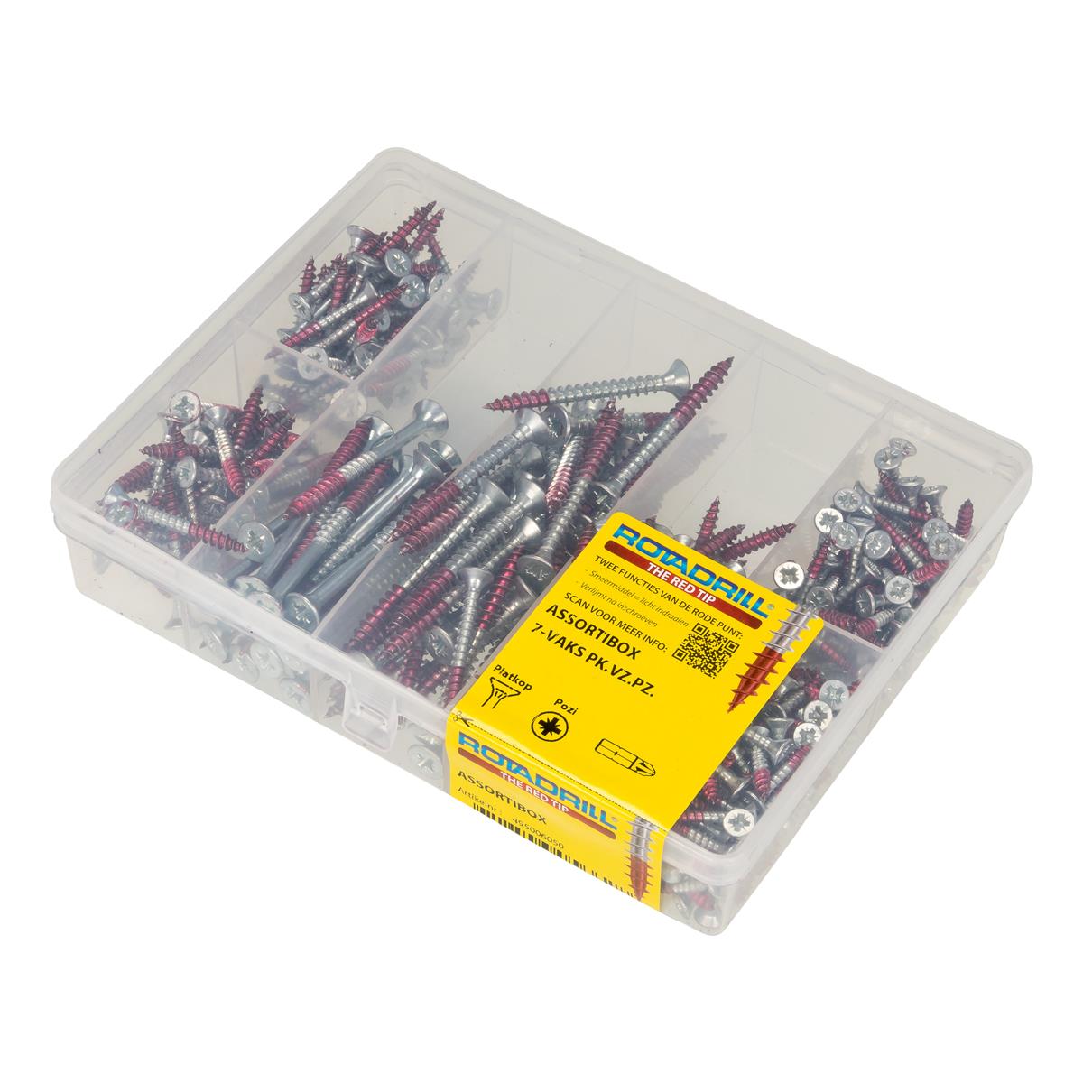 Rotadrill - Assortimentbox - Pozidrive Platkop - Voldraad - Verzinkt (12)