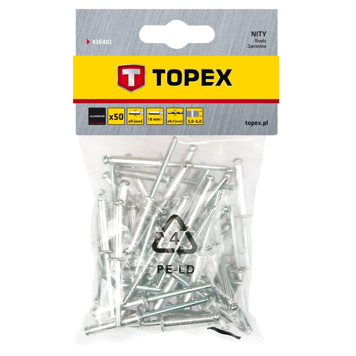 Topex - Popnagels - 4,0 x 8mm (50 stuks)