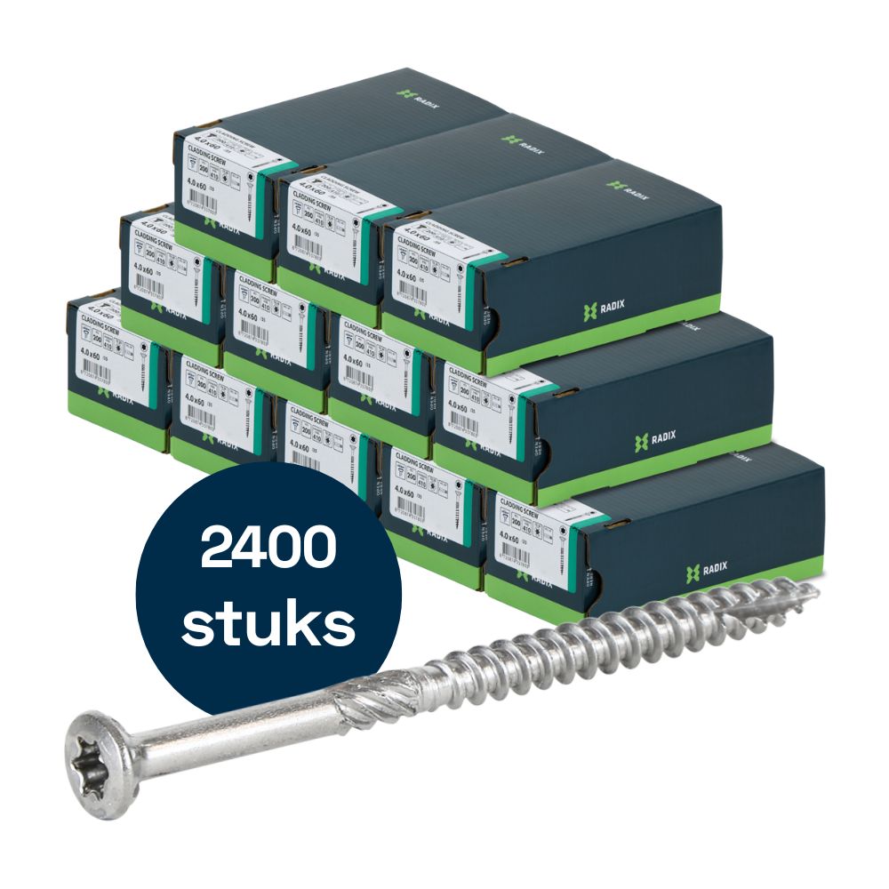 Radix - Vlonder - Tuinhout schroeven - Torx 4,0x60mm - T20 - RVS (2400 stuks) VOLLE DOOS!