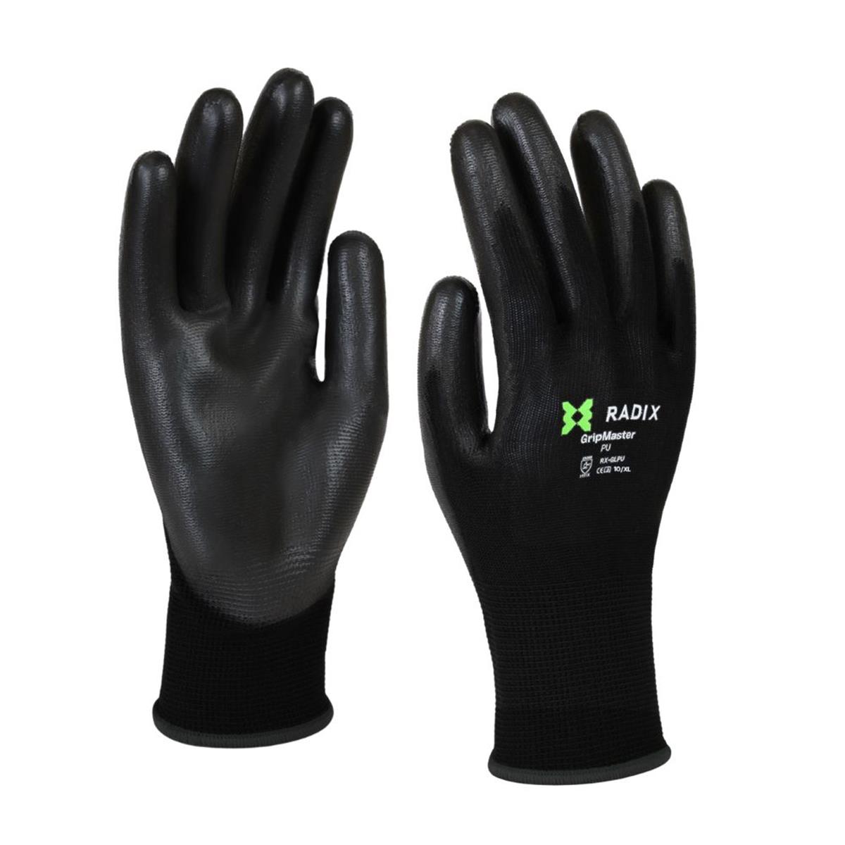 Radix GripMaster - Werkhandschoenen - PU Black - M10 / L