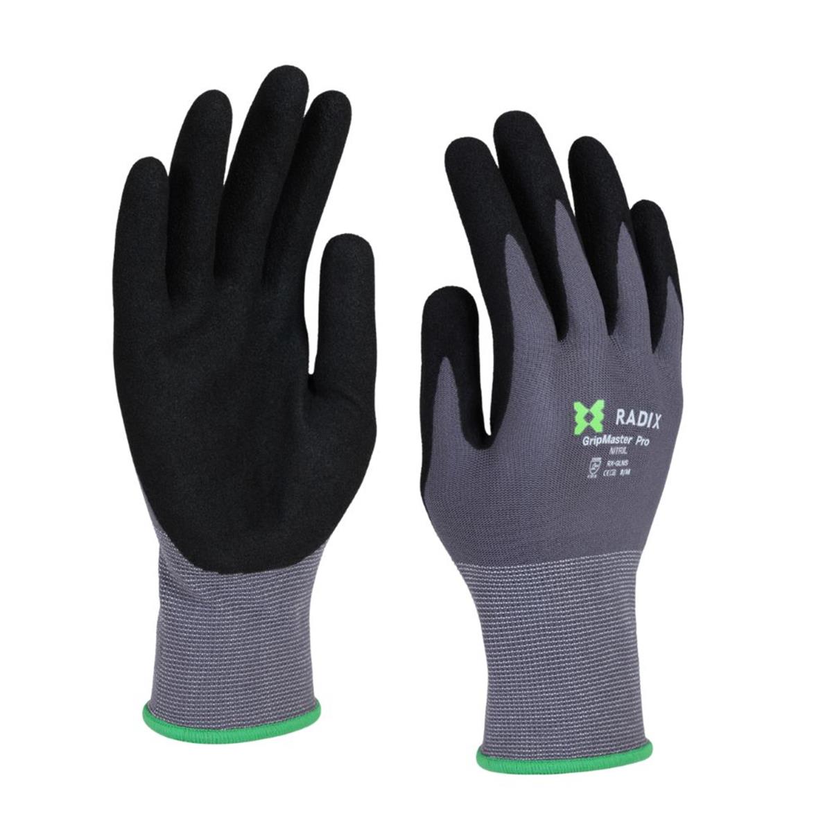 Radix GripMaster Pro - Werkhandschoenen - Nitril Micro Foam Sandy - Black/Grey - M8 / M Radix GripMaster Pro - Werkhandschoenen - Nitril Micro Foam Sandy - Black/Grey - M8 / M