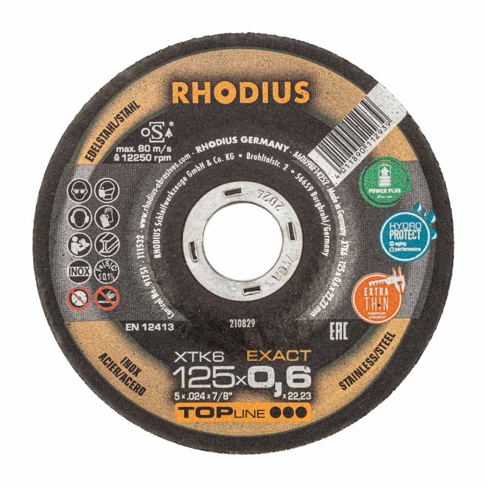 Rhodius - Doorslijpschijf voor inox - Premium - 125 x 0,6 x 22,23 mm - XTK6 Rhodius - Doorslijpschijf voor inox - Premium - 125 x 0,6 x 22,23 mm - XTK6