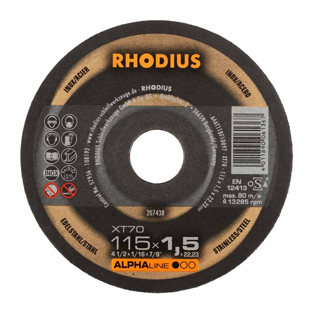 Rhodius - Doorslijpschijf voor inox - Core - 115 x 1,0 x 22,23 mm - XT70