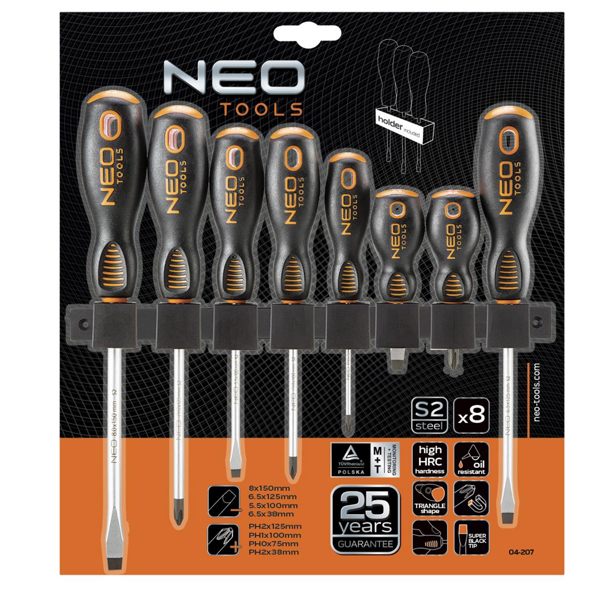 NEO - Schroevendraaierset - Met muurhouder - 8-delig NEO - Schroevendraaierset - Met muurhouder - 8-delig