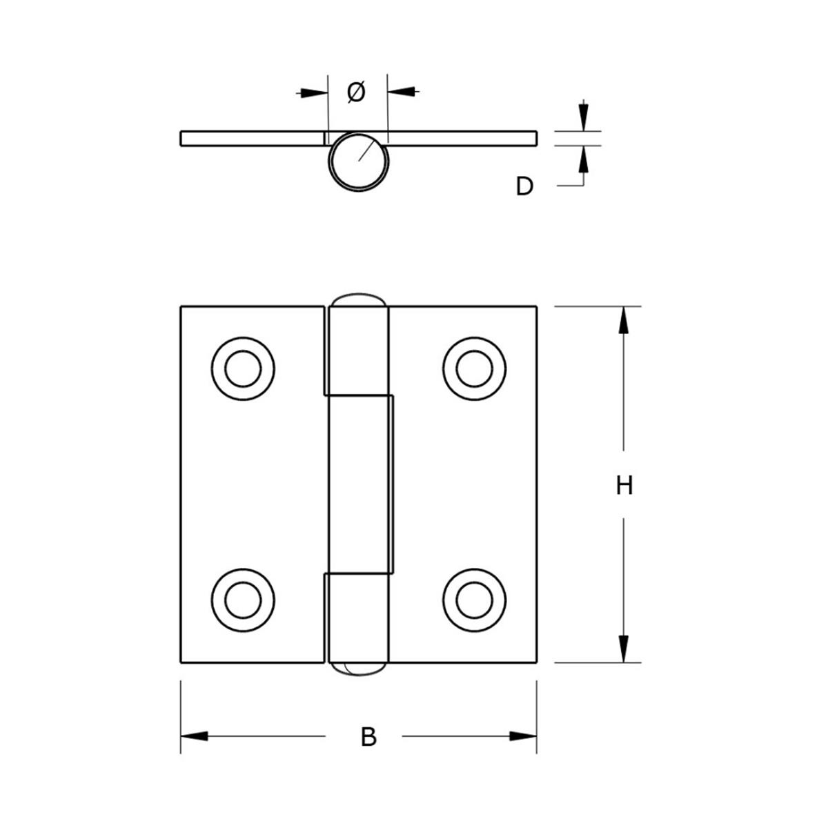 Smalscharnier - 25x22mm - Vaste messing pen - Staal - Verzinkt Smalscharnier - 25x22mm - Vaste messing pen - Staal - Verzinkt
