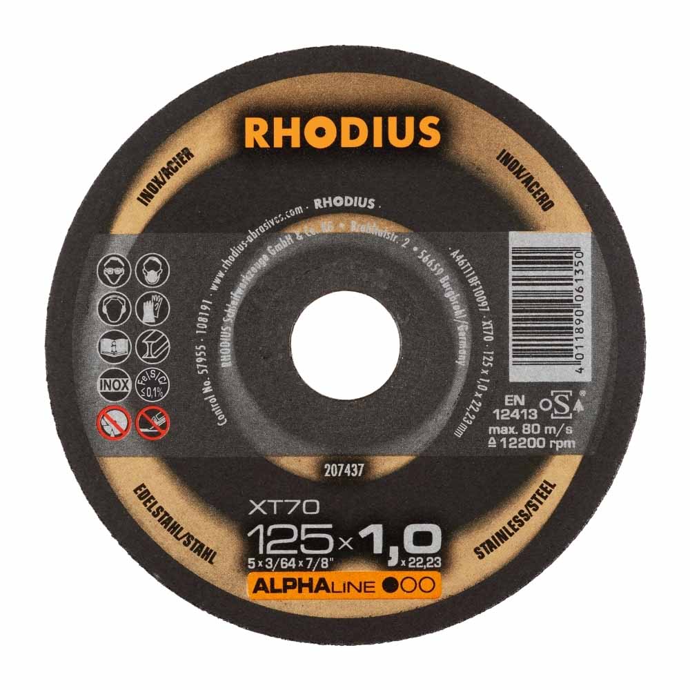 Rhodius - Doorslijpschijf voor inox - Core - 125 x 1,0 x 22,23 mm - XT70