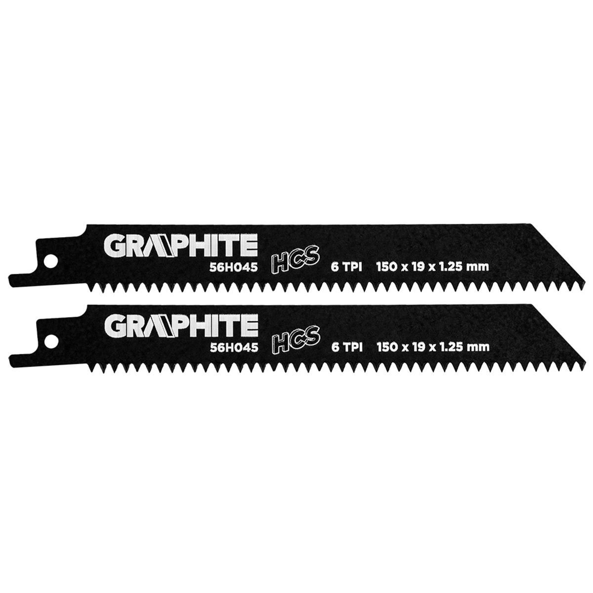 GRAPHITE - Reciprozaagblad - 6 TPI - 150x19x1,25mm (2 stuks)