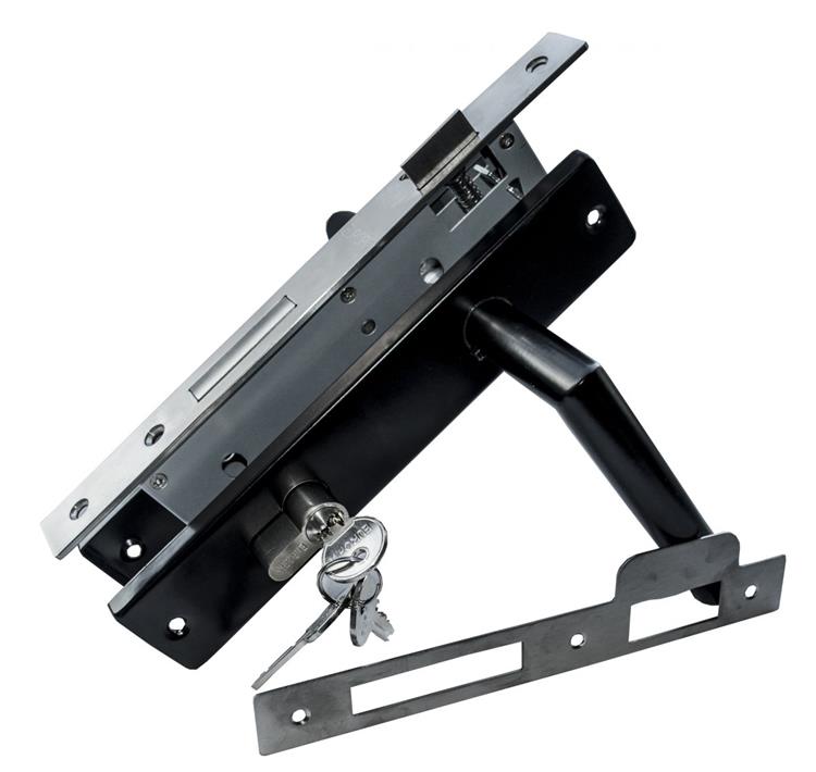 Deurslot set - Schild recht - Doornmaat 45mm - PC 85mm - Zwart