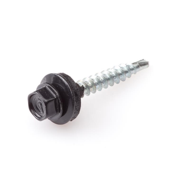 Dak & Gevel - Profielplaatschroef - 4,8 x 35mm - Verzinkt - Voldraad - Zwart (200 stuks)