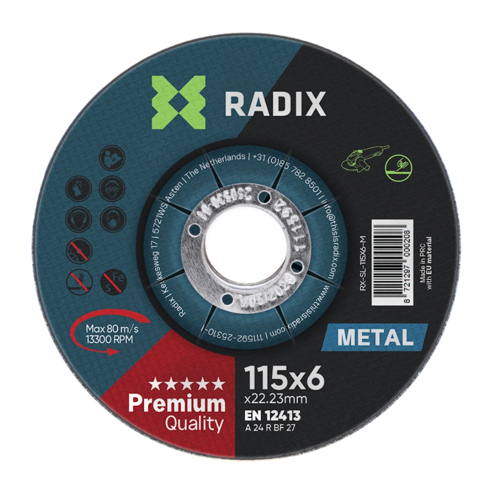 Radix - Slijpschijf - Metaal - 115 x 6 x 22,23 mm Radix - Slijpschijf - Metaal - 115 x 6 x 22,23 mm