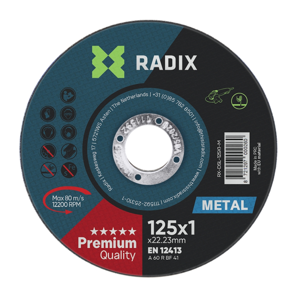 Radix - Doorslijpschijf - Metaal - 125 x 1 x 22,23 mm - Premium