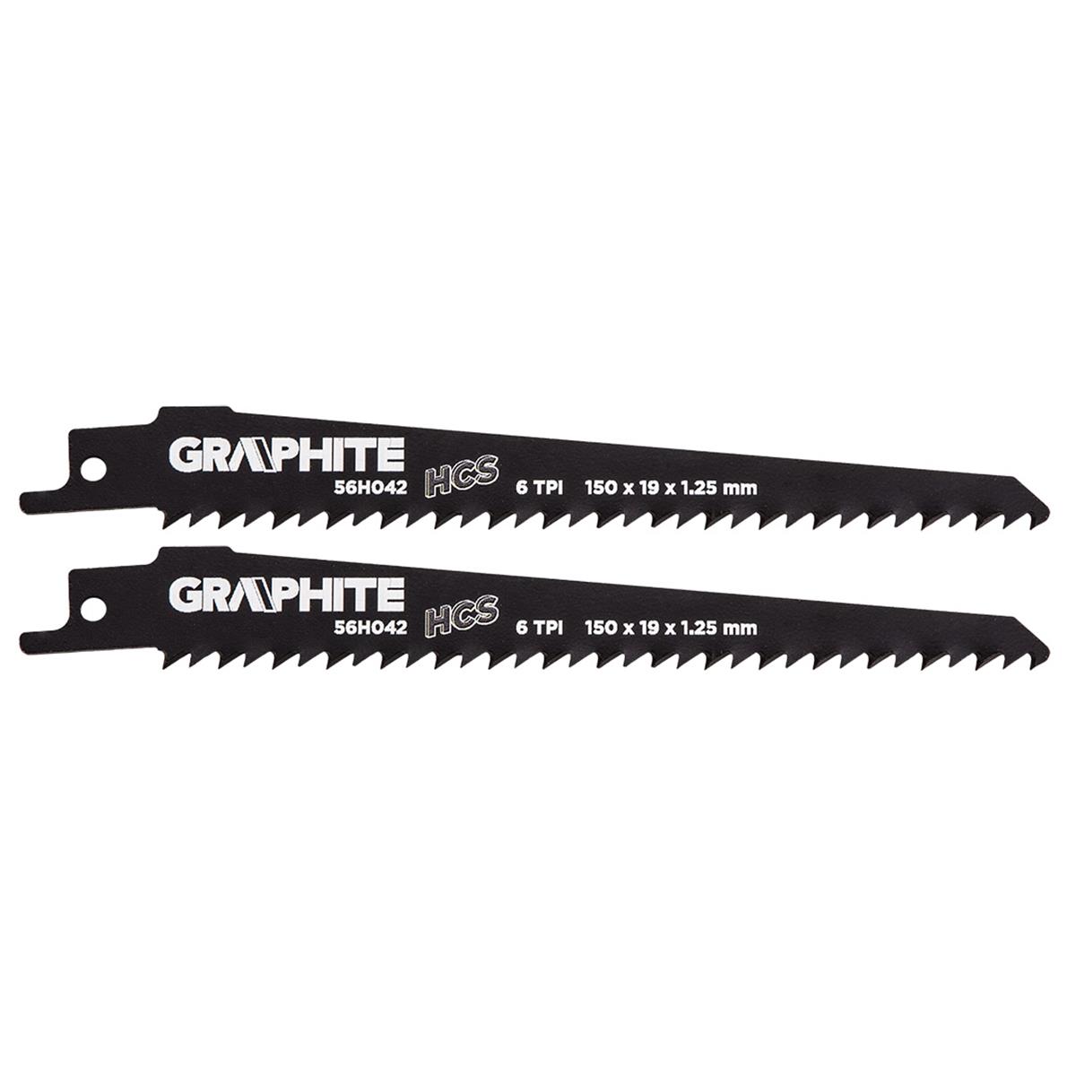 GRAPHITE - Reciprozaagblad - 6 TPI - 150x19x1,25mm (2 stuks) GRAPHITE - Reciprozaagblad - 6 TPI - 150x19x1,25mm (2 stuks)