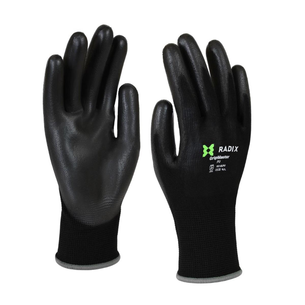 Radix GripMaster - Werkhandschoenen - PU Black - M9 / L