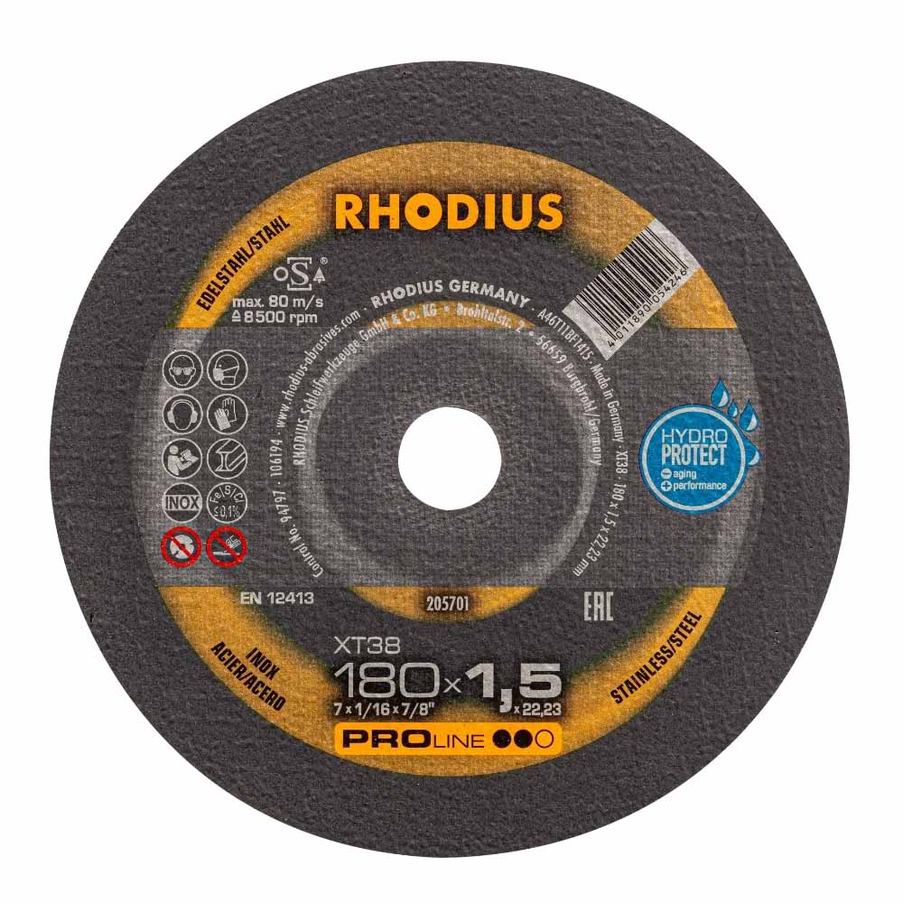 Rhodius - Doorslijpschijf voor inox en metaal - Pro - 180 x 1,6 x 22,23 mm - XT38