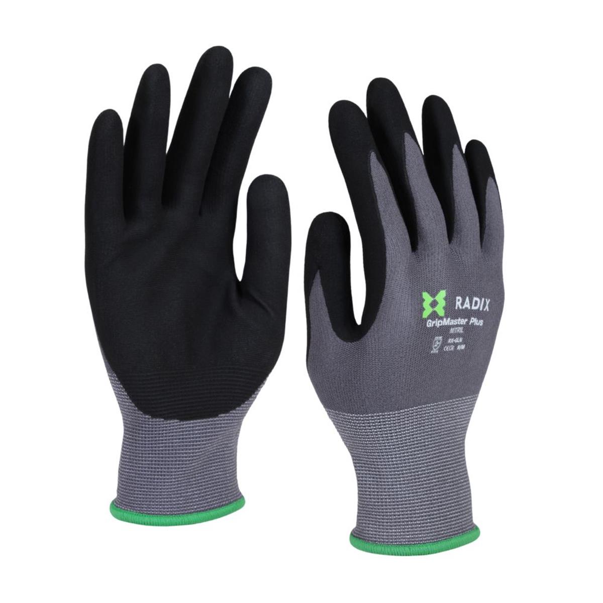 Radix GripMaster Plus - Werkhandschoenen - Nitril Micro Foam - Black/Grey - M8 / M