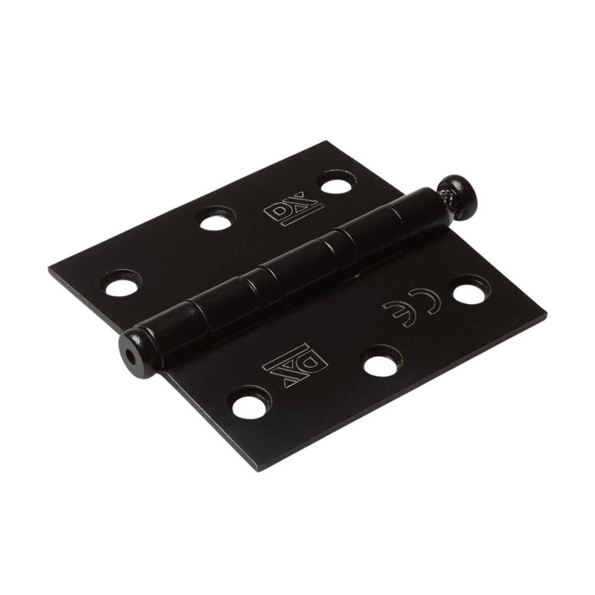 Kogellagerscharnier - Rechte hoeken - 76x76mm - RVS pen - RVS Geborsteld Zwart