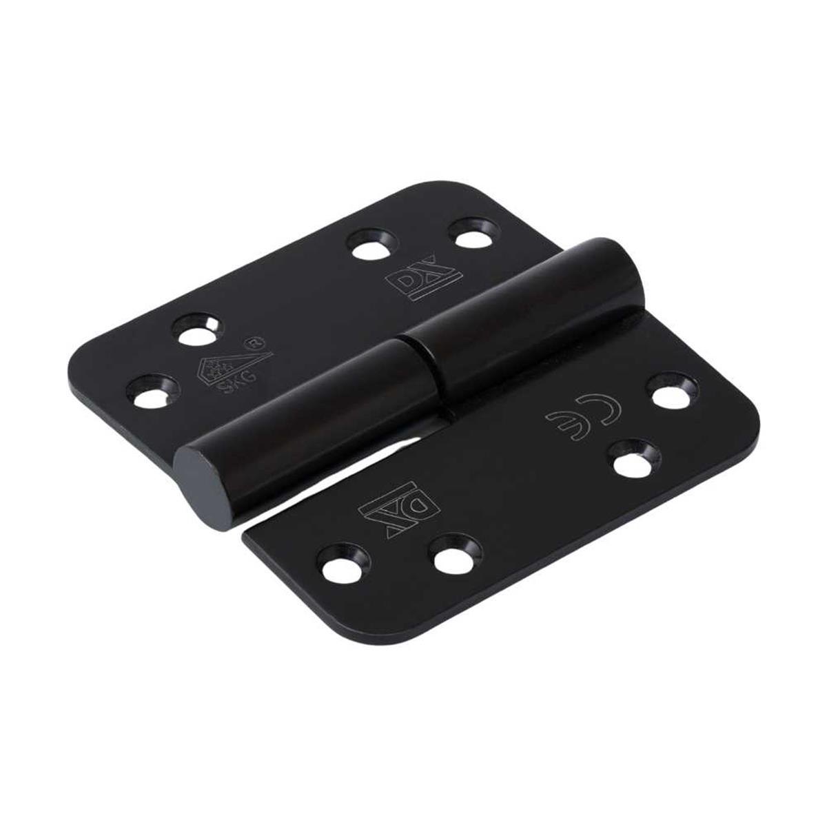 Kogelstiftpaumelle - Ronde hoeken - 89x89mm - Links - RVS Geborsteld - Zwart - SKG***