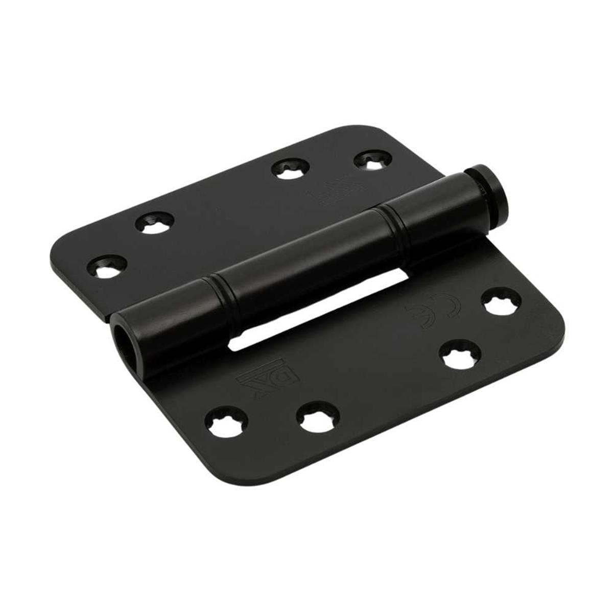 Nylon glijlagerscharnier - 3mm - Doorgezette knoop - Ronde hoeken - 89x89mm - Verzinkte pen - Staal - Zwart