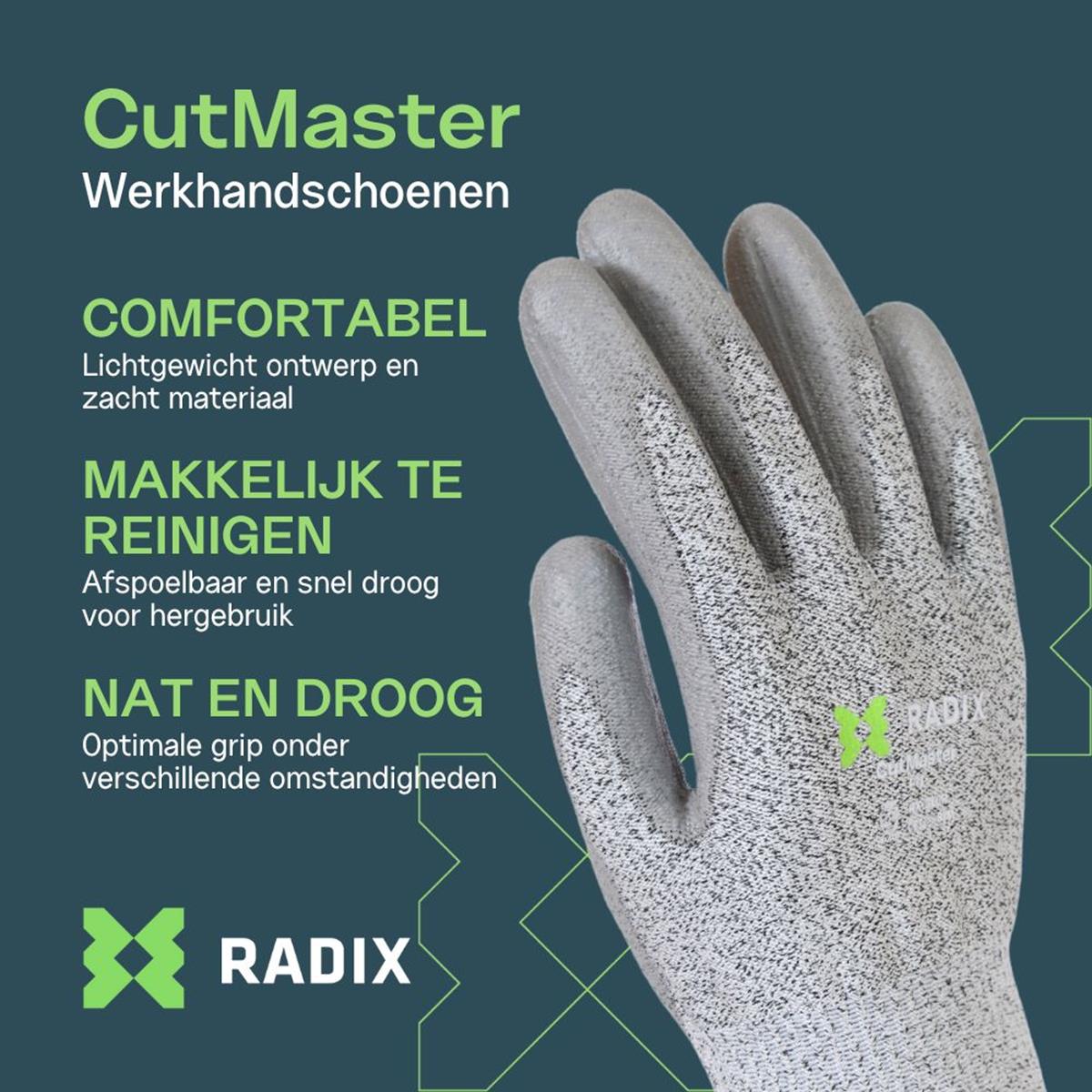 Radix CutMaster - Snijbestendige werkhandschoenen - PU Coating - Grey - M9 / L Radix CutMaster - Snijbestendige werkhandschoenen - PU Coating - Grey - M9 / L