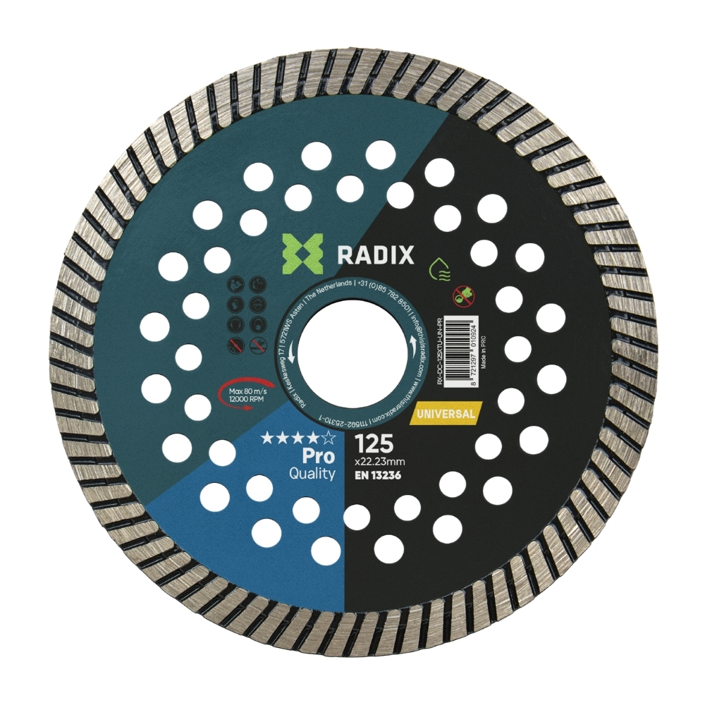Radix - Universele diamantschijf - 125 x 22,23 mm - Turbo - Pro Radix - Universele diamantschijf - 125 x 22,23 mm - Turbo - Pro