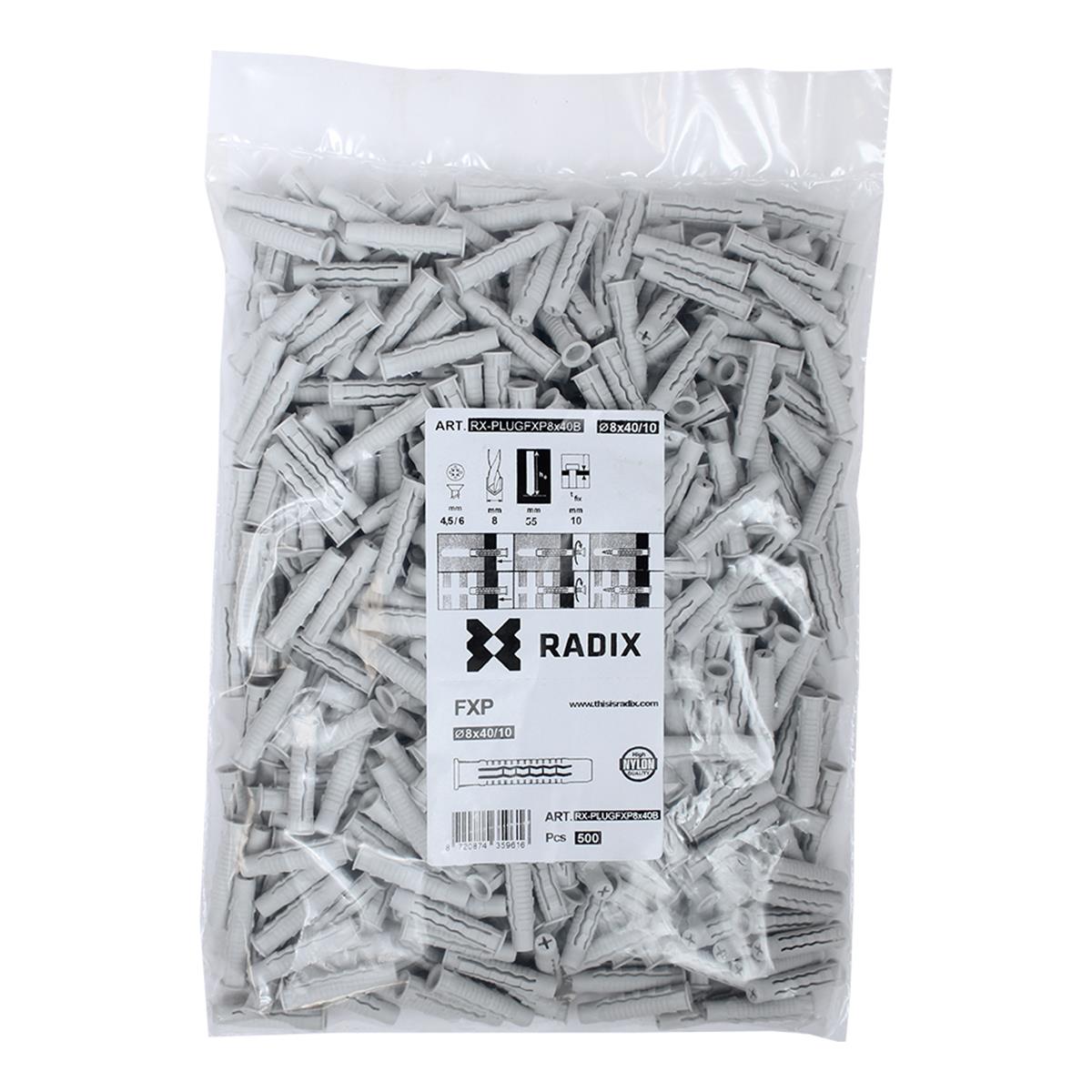 Radix - FX Pro - Nylon pluggen - 8 x 40mm (500 stuks)