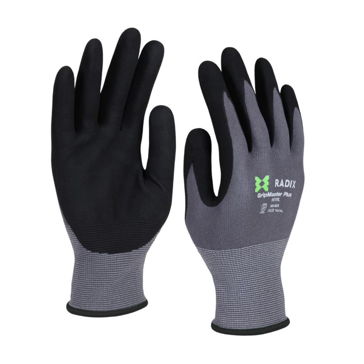 Radix GripMaster Plus - Werkhandschoenen - Nitril Micro Foam - Black/Grey - M10 / XL