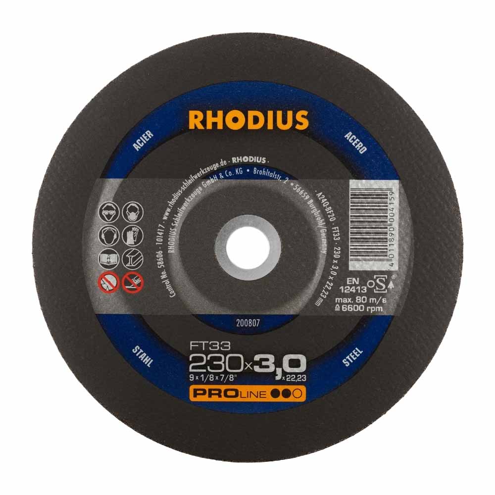 Rhodius - Doorslijpschijf voor metaal - Pro - 230 x 3,0 x 22,23 mm - FT33 Rhodius - Doorslijpschijf voor metaal - Pro - 230 x 3,0 x 22,23 mm - FT33