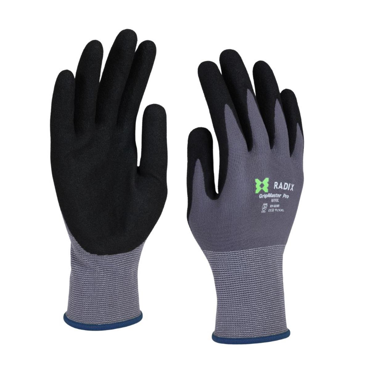 Radix GripMaster Pro - Werkhandschoenen - Nitril Micro Foam Sandy - Black/Grey - M11 / XXL