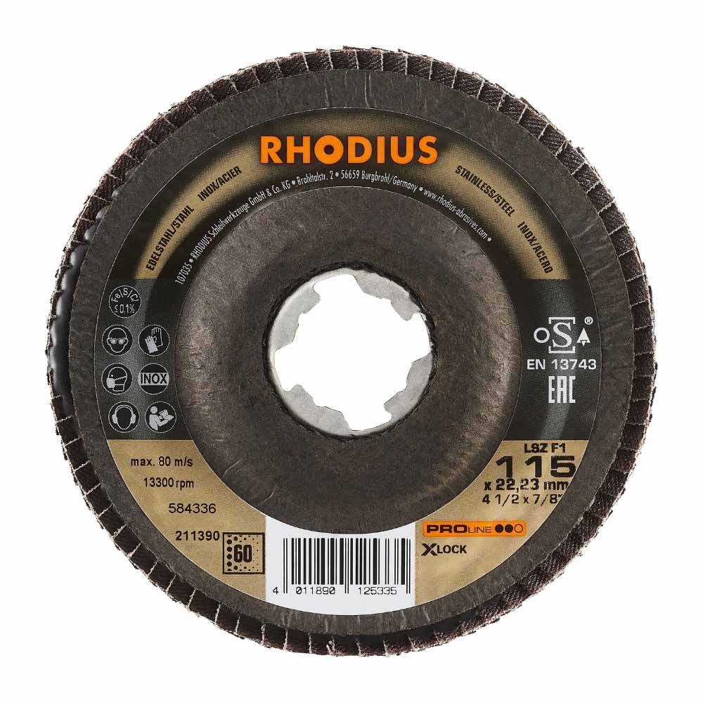 Rhodius - Lamellenschijf - Pro - 115 mm - K60 - X-Lock LSZ F1 Rhodius - Lamellenschijf - Pro - 115 mm - K60 - X-Lock LSZ F1