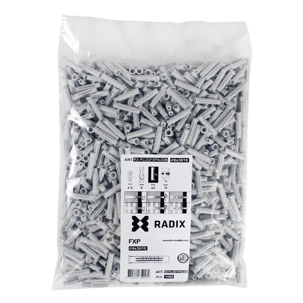 Radix - FX Pro - Nylon pluggen - 6 x 30mm (1000 stuks)