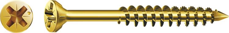 Spax - Glaslatschroeven - Pozidrive 2 Platverzonken kop - 3,5 x 40mm - Deeldraad - Geel Verzinkt (200 stuks)