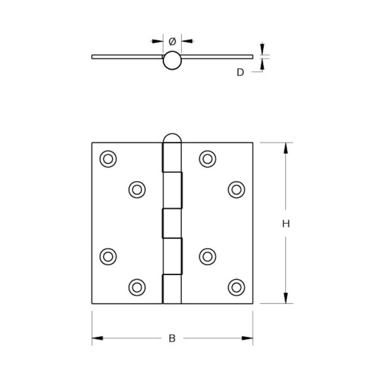 Scharnier - Rechte hoeken - 89x89mm - Losse pen - Staal - Zwart Scharnier - Rechte hoeken - 89x89mm - Losse pen - Staal - Zwart