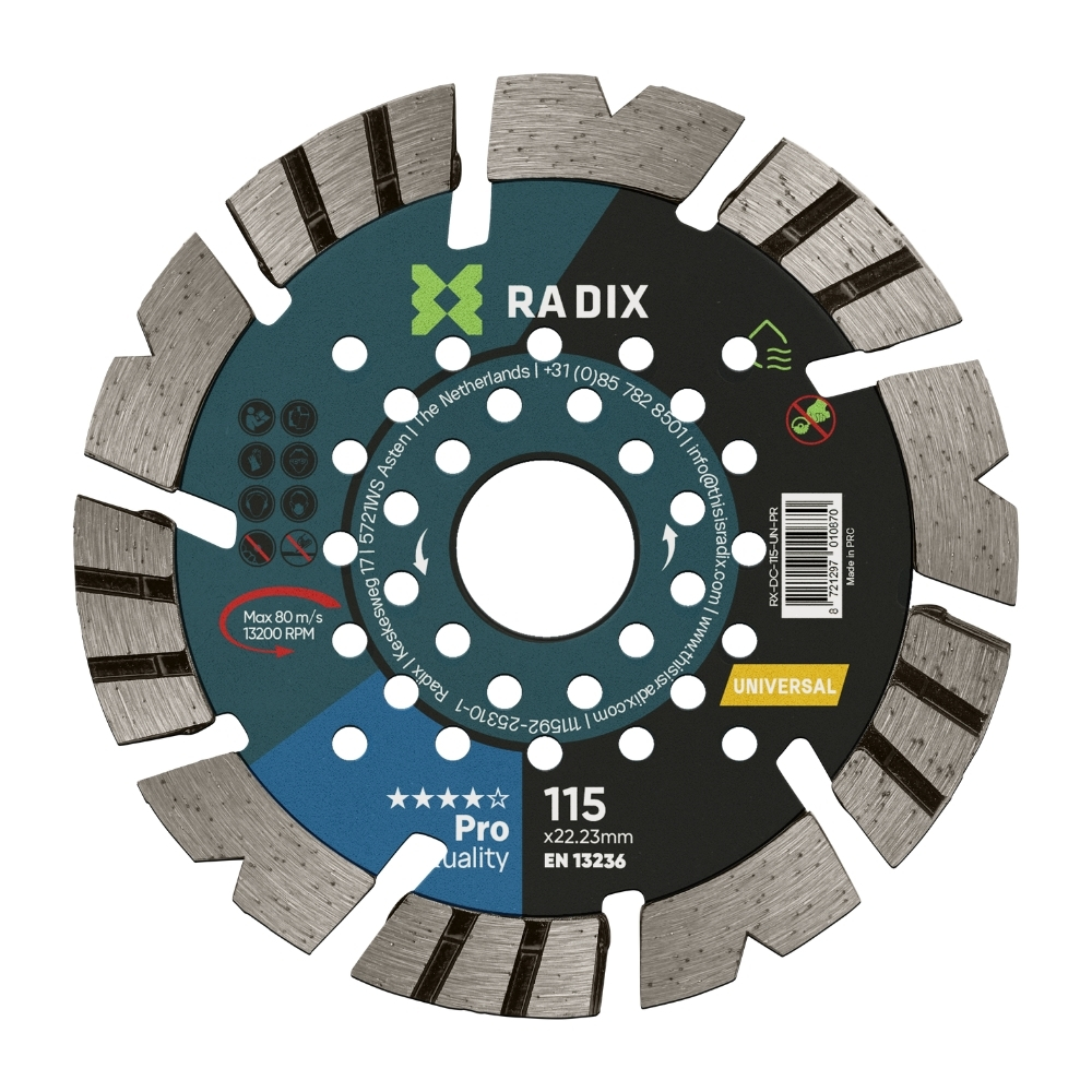 Radix - Universele diamantschijf - 115 x 22,23 mm - Pro Radix - Universele diamantschijf - 115 x 22,23 mm - Pro