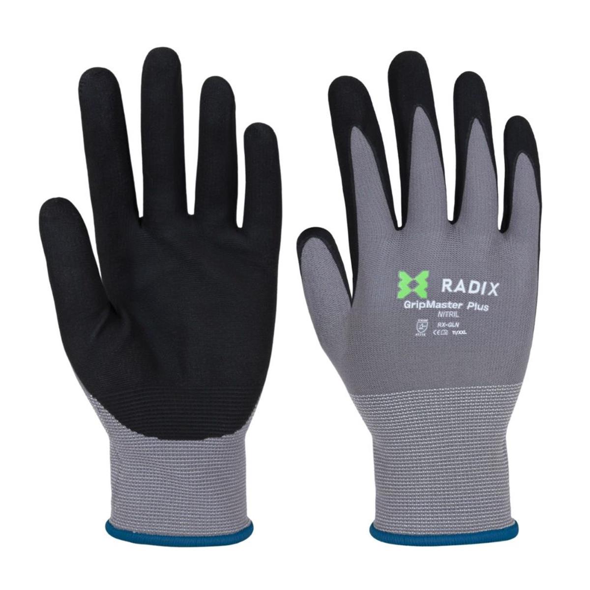 Radix GripMaster Plus - Werkhandschoenen - Nitril Micro Foam - Black/Grey - M11 / XXL