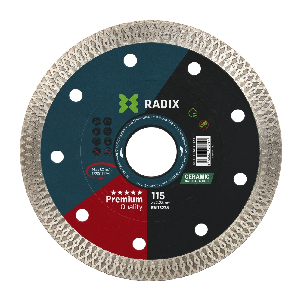 Radix - Diamantschijf voor tegels - 115 x 22,23 mm - Premium Radix - Diamantschijf voor tegels - 115 x 22,23 mm - Premium