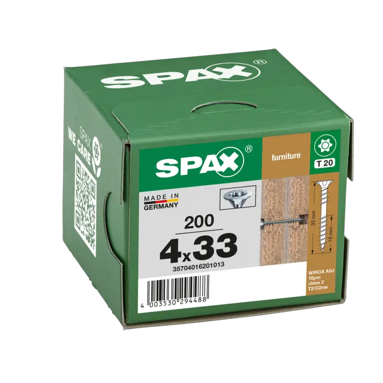 Spax - Torx 20 verbindingsschroef - 4 x 33mm - Deeldraad - WIROX (200 stuks)