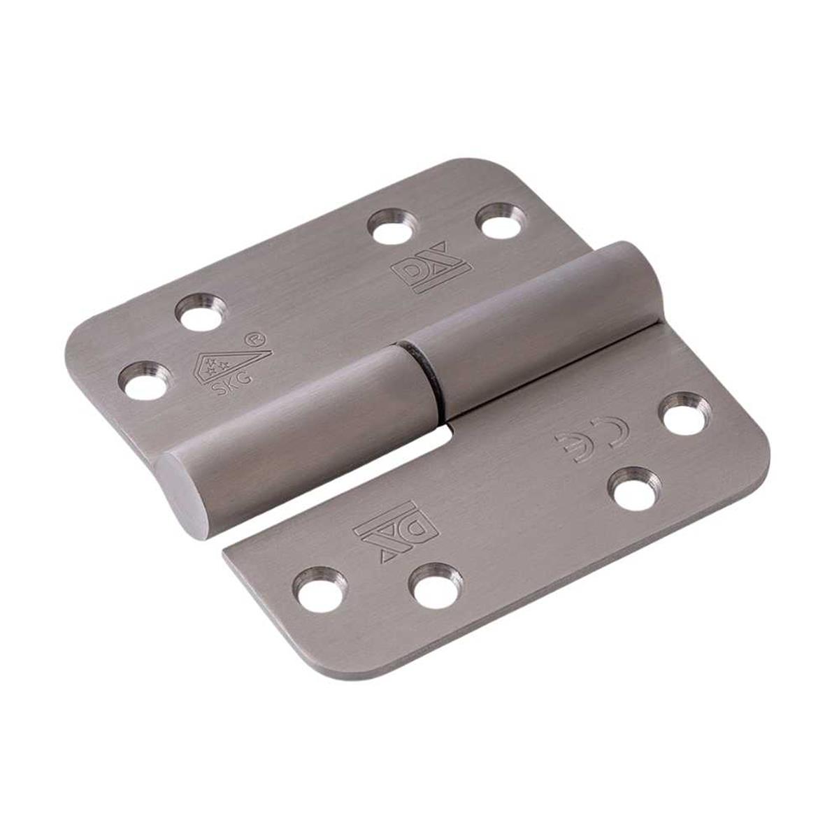 Kogelstiftpaumelle - Ronde hoeken - 89x89mm - Links - RVS Geborsteld - SKG***