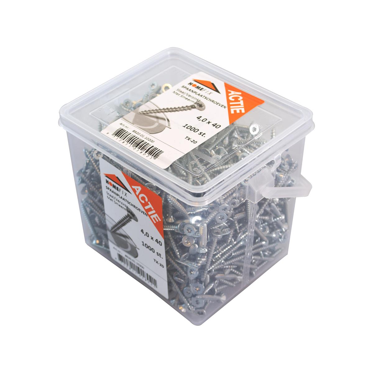 OP=OP | ACTIEVERPAKKING Spaanplaatschroeven 4.0 x 40 DEELDRAAD T20 PK EMMER 1.000 st OP=OP | ACTIEVERPAKKING Spaanplaatschroeven 4.0 x 40 DEELDRAAD T20 PK EMMER 1.000 st