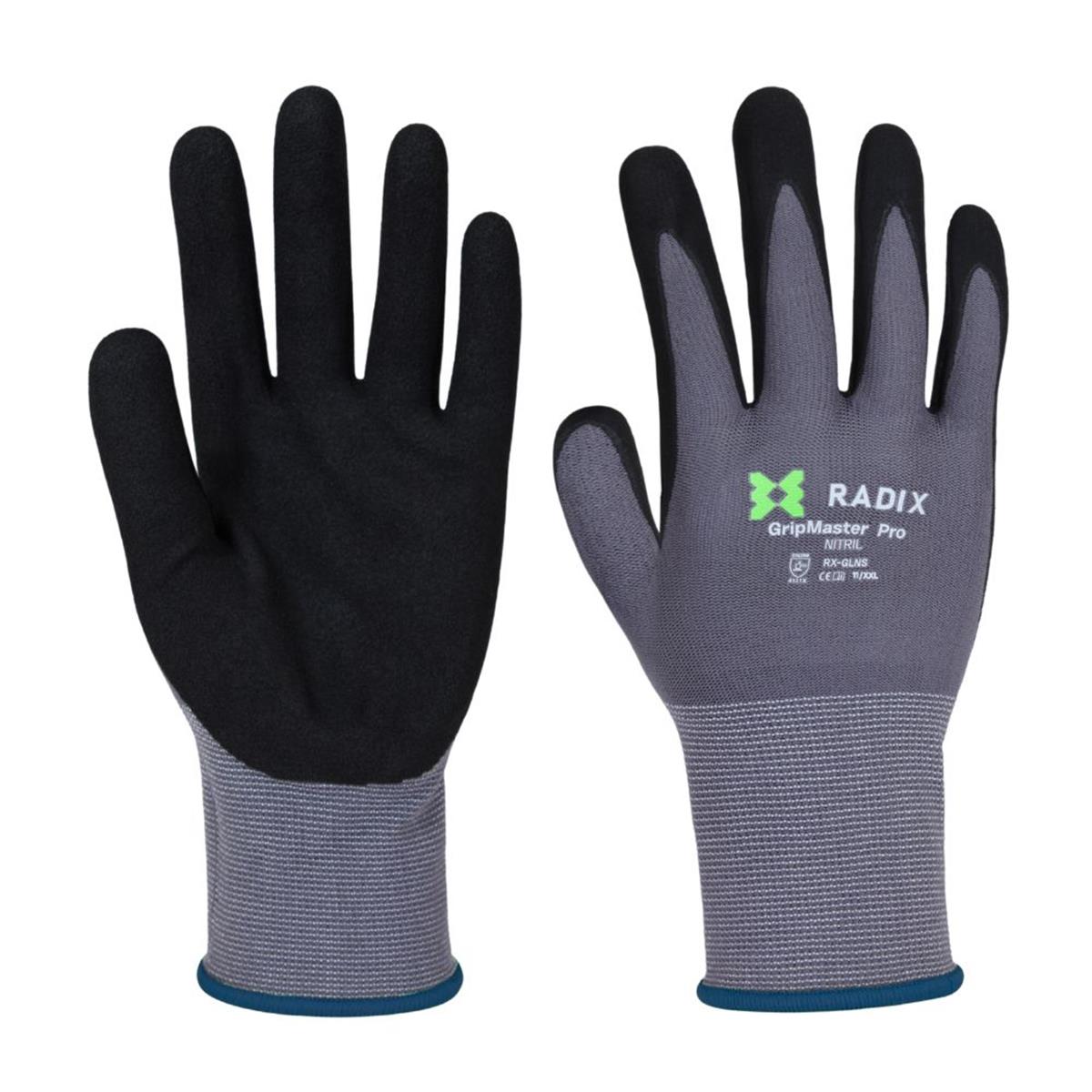 Radix GripMaster Pro - Werkhandschoenen - Nitril Micro Foam Sandy - Black/Grey - M11 / XXL