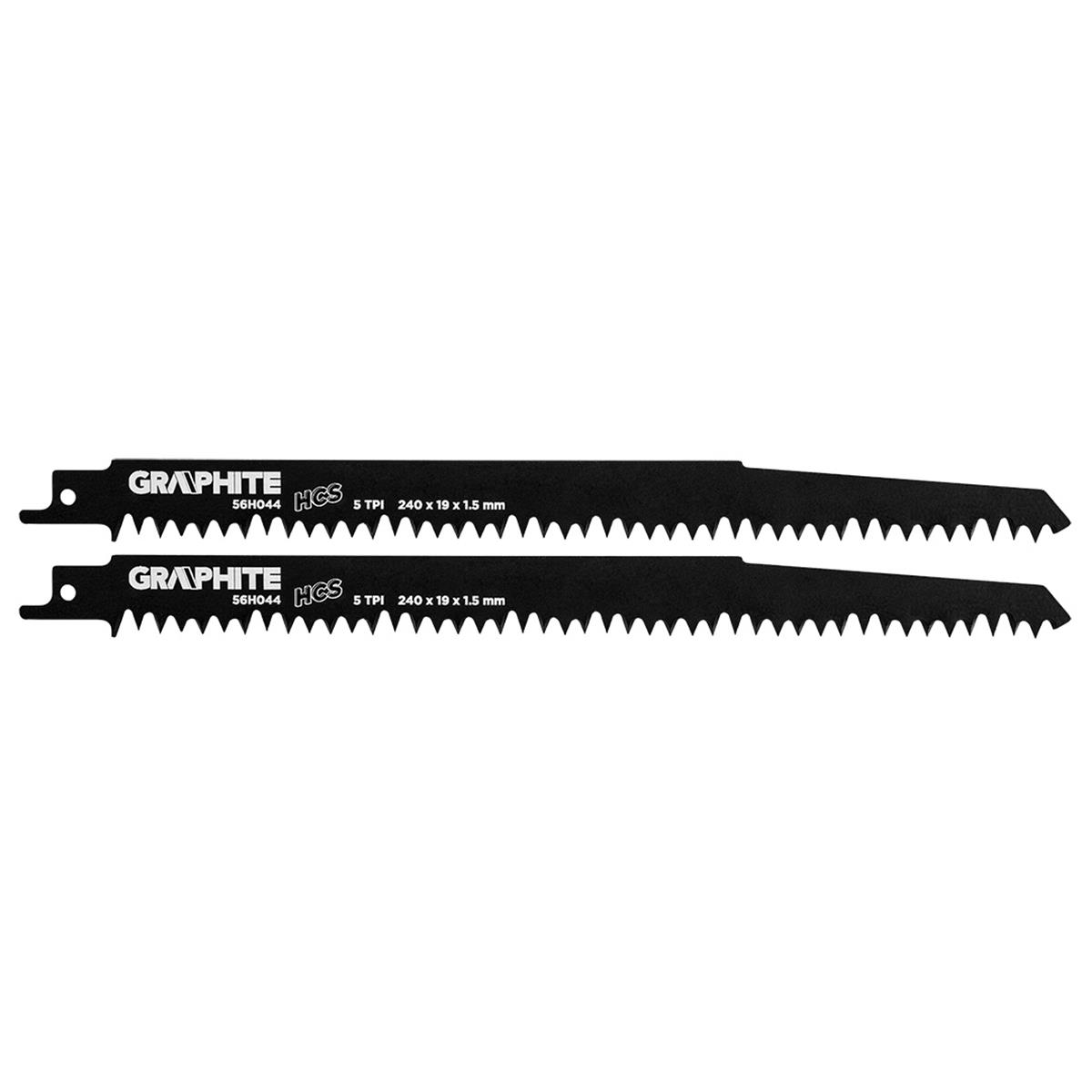 GRAPHITE - Reciprozaagblad - 5 TPI - 240x19x1,5mm (2 stuks)