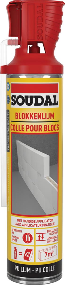 Soudal - Blokkenlijm Genius - Sneldrogende polyurethaanlijm PU schuim - 600ml