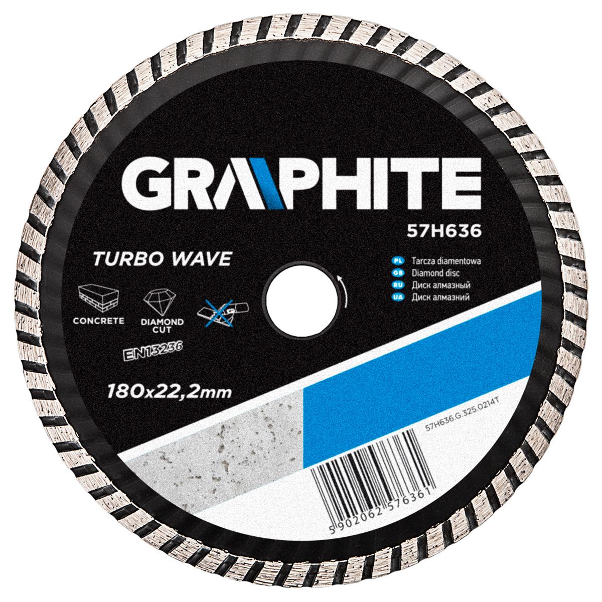 GRAPHITE - Turbo Wave - Diamantschijf - 180x22,2x6,0x2,8mm