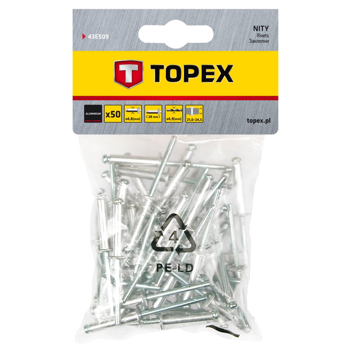 Topex - Popnagels - 4,8 x 28mm (50 stuks) Topex - Popnagels - 4,8 x 28mm (50 stuks)