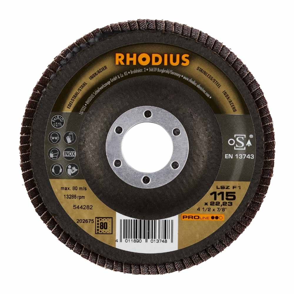 Rhodius - Polijstschijf voor inox en metaal - Pro - K80 - 115 x 22,23 mm - LSZ F1 Rhodius - Polijstschijf voor inox en metaal - Pro - K80 - 115 x 22,23 mm - LSZ F1