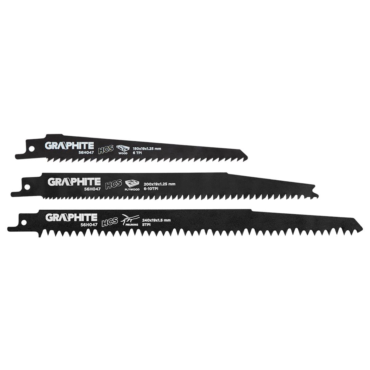 Graphite - Reciprozaagbladenset - Voor hout (3 stuks)