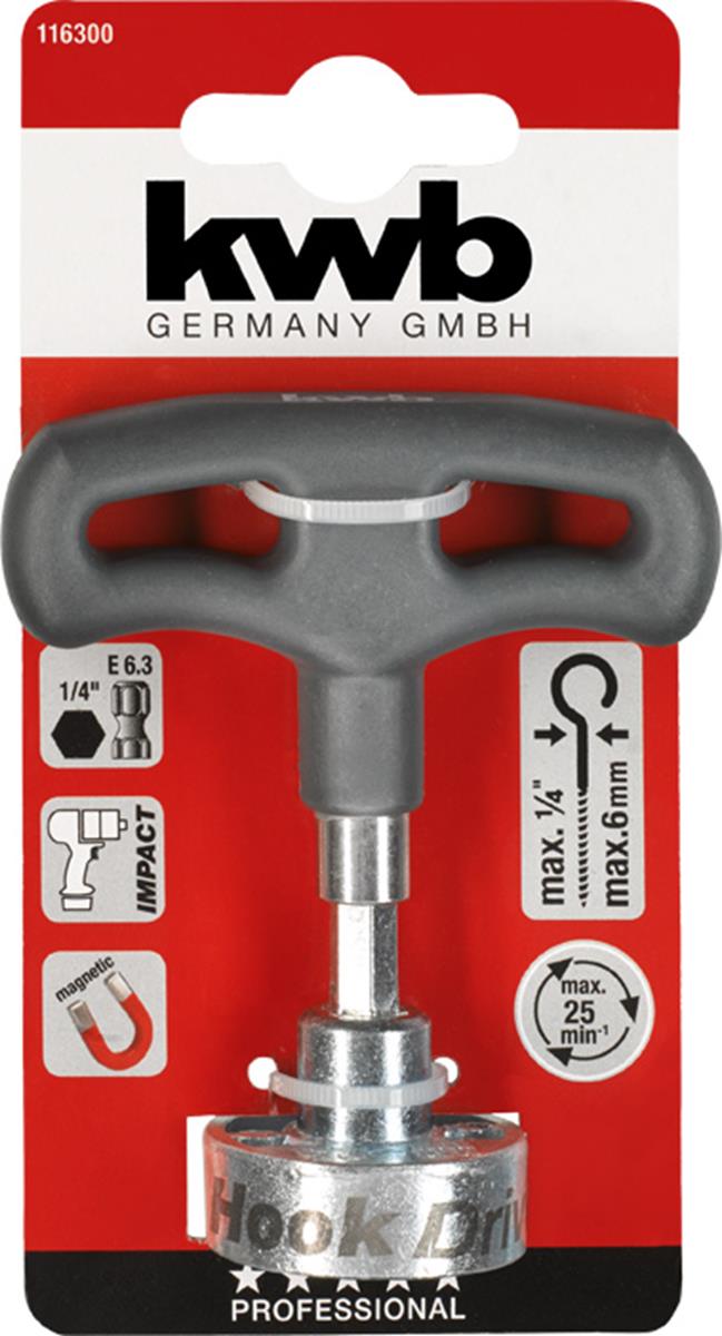 KWB - Haakschroevendraaier - Met handvat + Zeskant schacht 1/4''