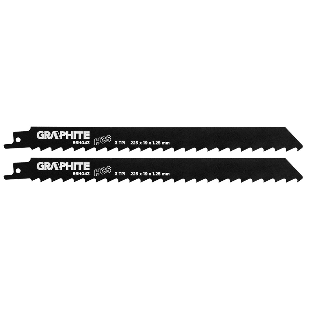 GRAPHITE - Reciprozaagblad - 3 TPI - 225x19x1,25mm (2 stuks)