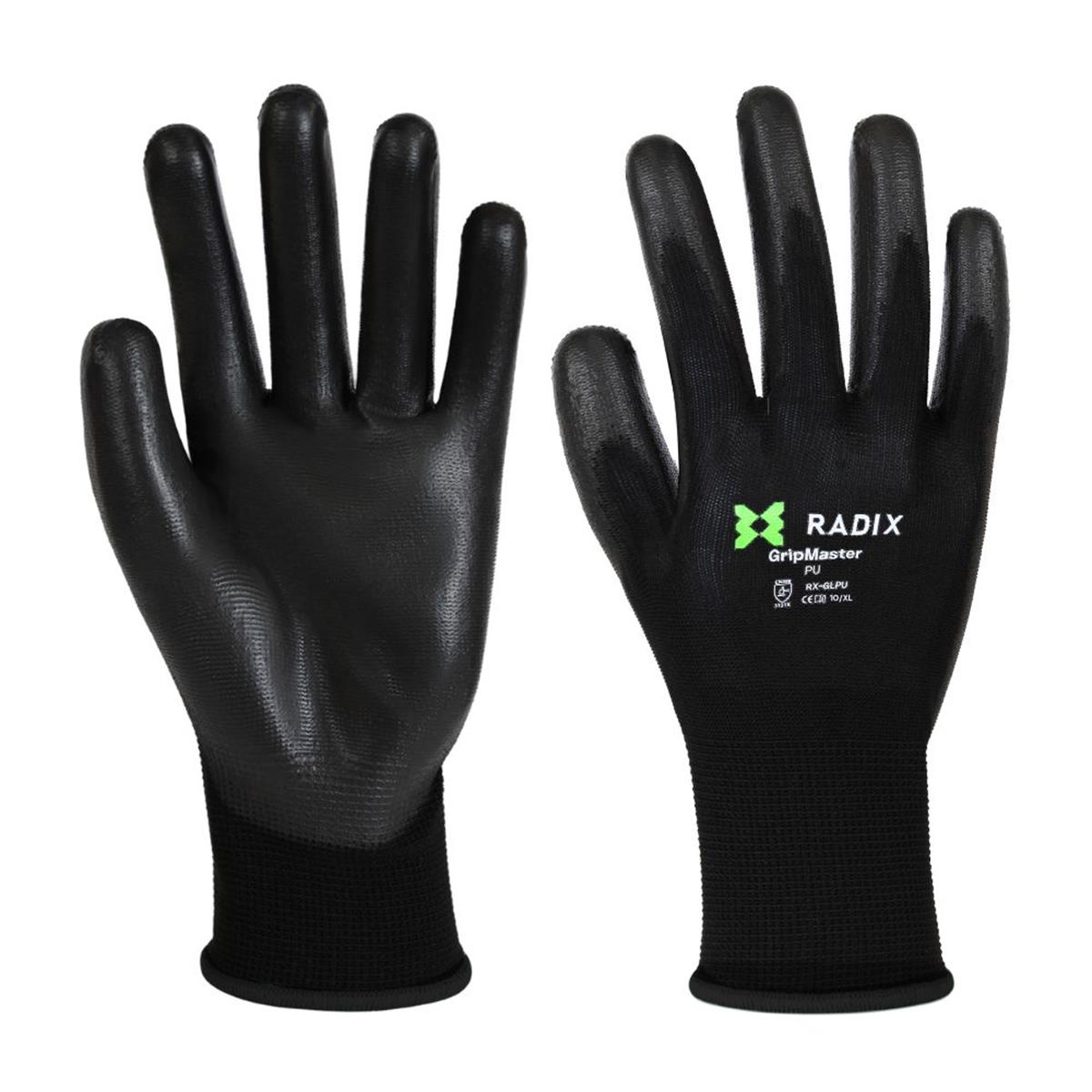 Radix GripMaster - Werkhandschoenen - PU Black - M10 / XL Radix GripMaster - Werkhandschoenen - PU Black - M10 / XL
